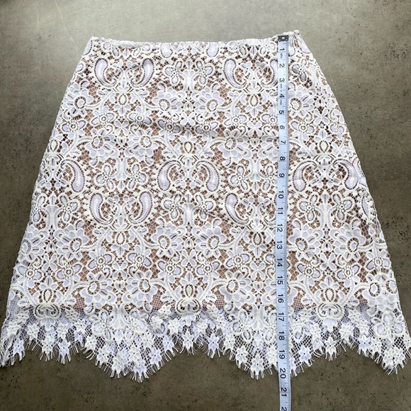 - 𝅺For Love and Lemons Vika White Lace Skirt with Nude Lining - Picture 11 of 12